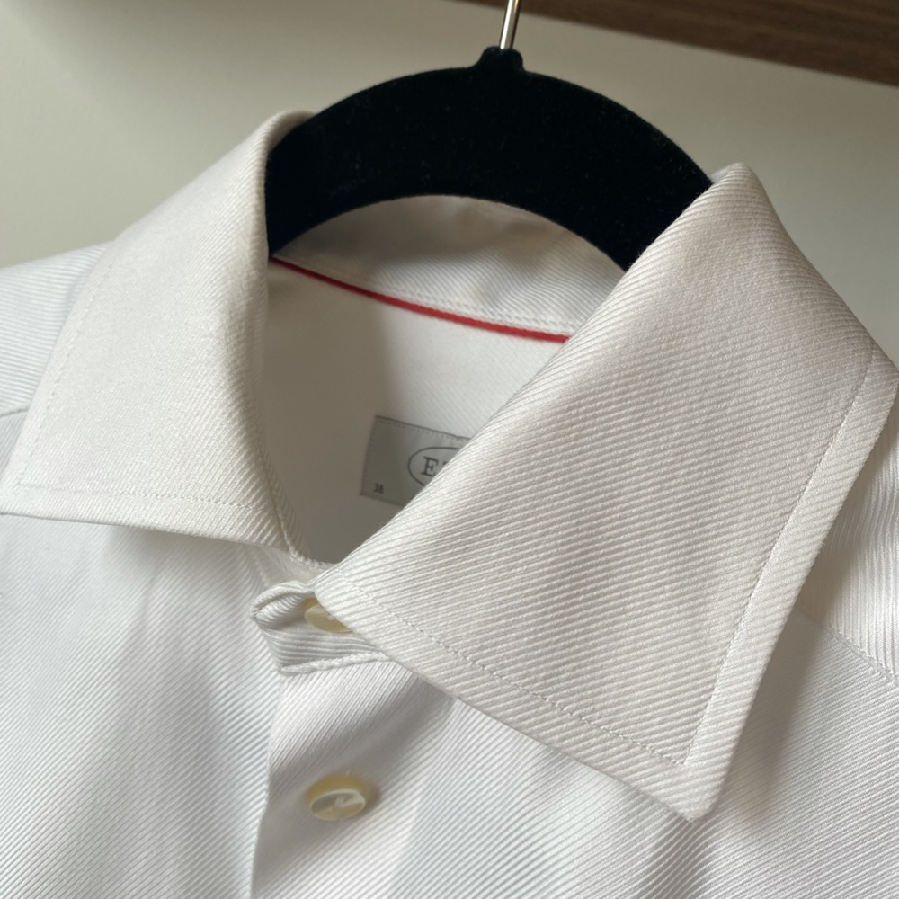ETON Contemporary Fit Textured Mens Long Sleeve Dress Shirt Size 15 White